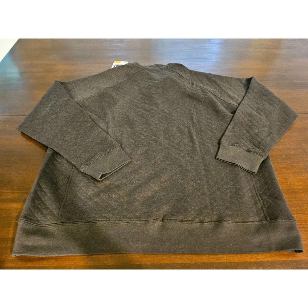 Eddie Bauer Men's Quilted Quarter Snap Brown Polo Kangaroo Pocket‎ Size XXL New